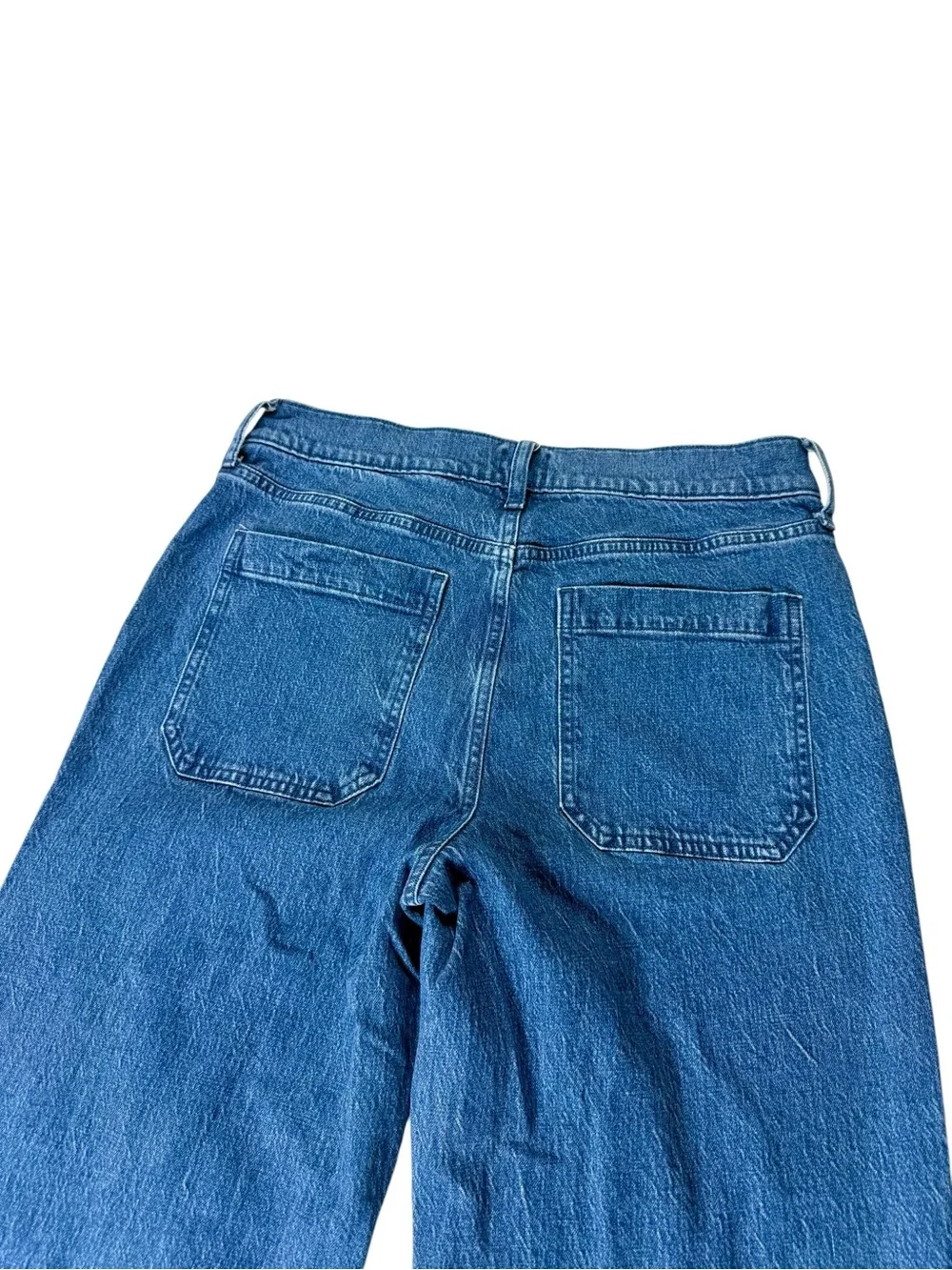 J. Crew Medium Blue High-Rise Wide Leg Jeans Size 27 Stretch Denim